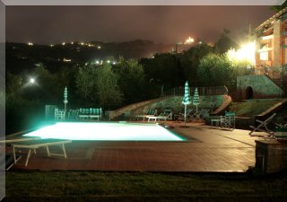 View of the swimmingpool - summer night